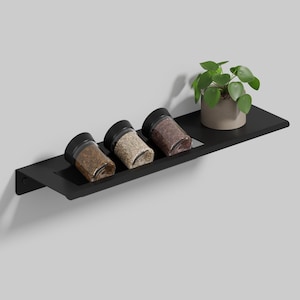 Black Steel Spice Rack - Wall Mount Kitchen Organizer - 500mm/19.68in