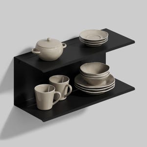 Black Metal Kitchen Utensil Rack: Wall Mounted Steel Organizer