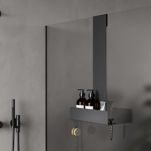 Hanging Shower Caddy: Powder Coated Steel, No Drill Shelf