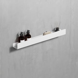 Étagère de douche en métal, 75 cm/30&quot; en acier blanc, support de douche, rangement minimaliste de salle de bain, accessoires de douche