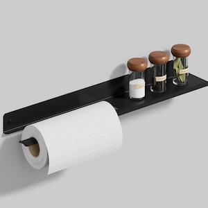 Black Metal Kitchen Paper Towel Holder, Kitchen Accessory, Floating Shelf, Gift For Her, Towel On The Left, Kitchen Organizer 600mm/23,62in