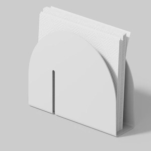 Matte White Steel Napkin Holder: Modern Kitchen Accessory