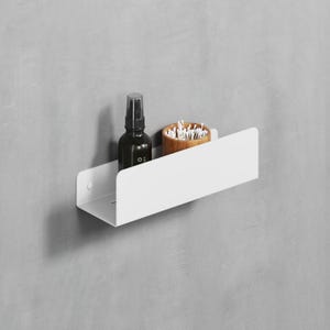 Étagère de douche en métal blanc, 25 cm/10 po. - Étagère murale en métal, sans perçage, support de douche, étagère de salle de bain, adapté aux locataires - Étagère flottante