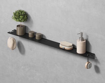 Estante de ducha negro con ganchos - Organizador de ducha - Estante de baño, 75 cm/30"