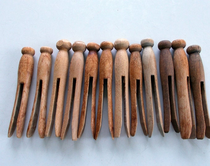 Vintage Round Wood Clothespins Clothes Pins Etsy