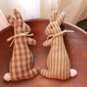 Primitive Brown Homespun Leaping Bunny ~ Primitive Easter Decor ~ Primitive Spring Decor ~ Primitive Easter Rabbit ~ Primitive Easter Bunny