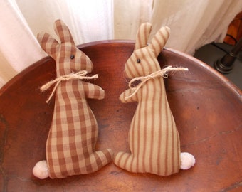 Primitive Brown Homespun Leaping Bunny ~ Primitive Easter Decor ~ Primitive Spring Decor ~ Primitive Easter Rabbit ~ Primitive Easter Bunny