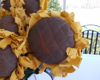 Primitive Sunflower crock fillers Prim flowers Fabric Flowers Farmhouse Decor