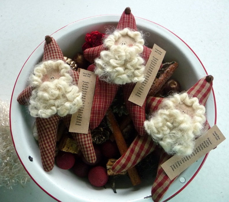 Primitive Santa ornie tuck Christmas bowl filler Etsy