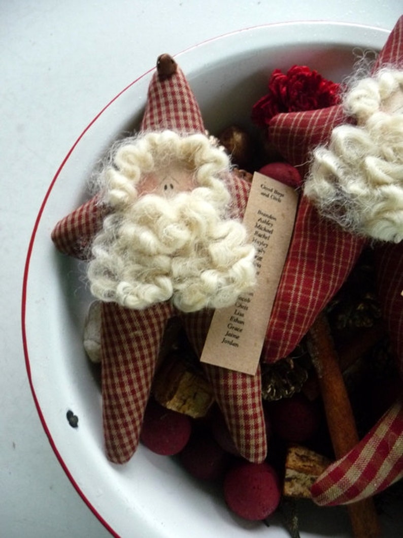 Primitive Santa ornie tuck Christmas bowl filler Etsy