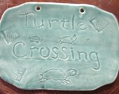 Ceramic Turtle Crossing Yard or Driveway Tile