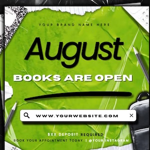 August booking flyer, August flyer