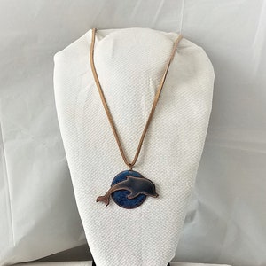 Vintage ENAMEL on COPPER DOLPHIN  Pendant