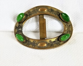 Art Nouveau Belt Buckle Brass Ophelia Lady Boho Artisan 2.75  display picture 1