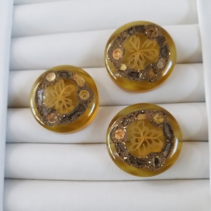 Vintage  Apple Juice/ Amber Color BAKELITE Shank BUTTON   Set of 3