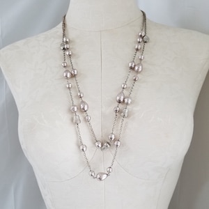 Vintage  30 &quot; inch   BEAD & CHAIN  Double Strand Necklace by TALBOTS
