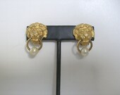 Vintage HATTIE CARNEGIE Lion Head Door Knocker Clip EARRING