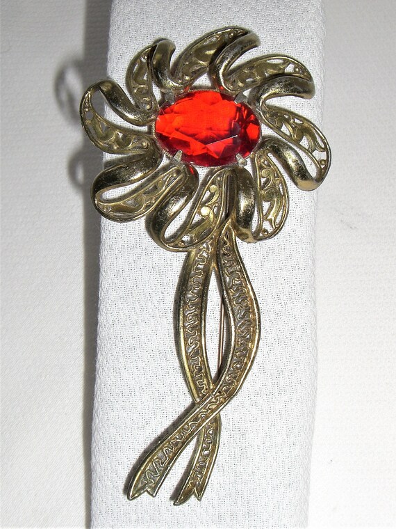 Bold Vintage STATEMENT FLOWER BROOCH - image 2