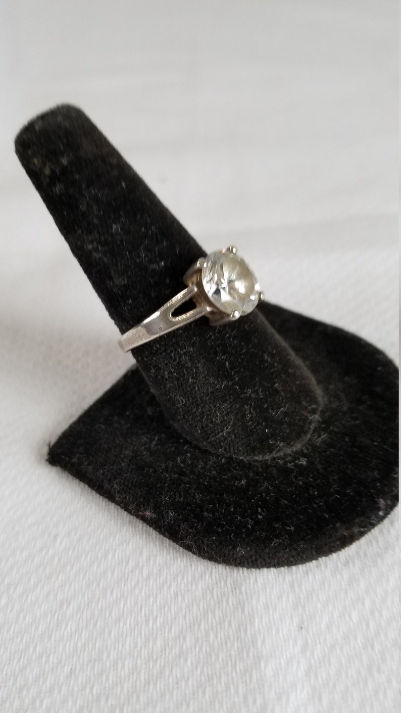 1980/'s-90/'s Round Brilliant Cut Solitare CUBIC ZIRCONIA Sterling RING