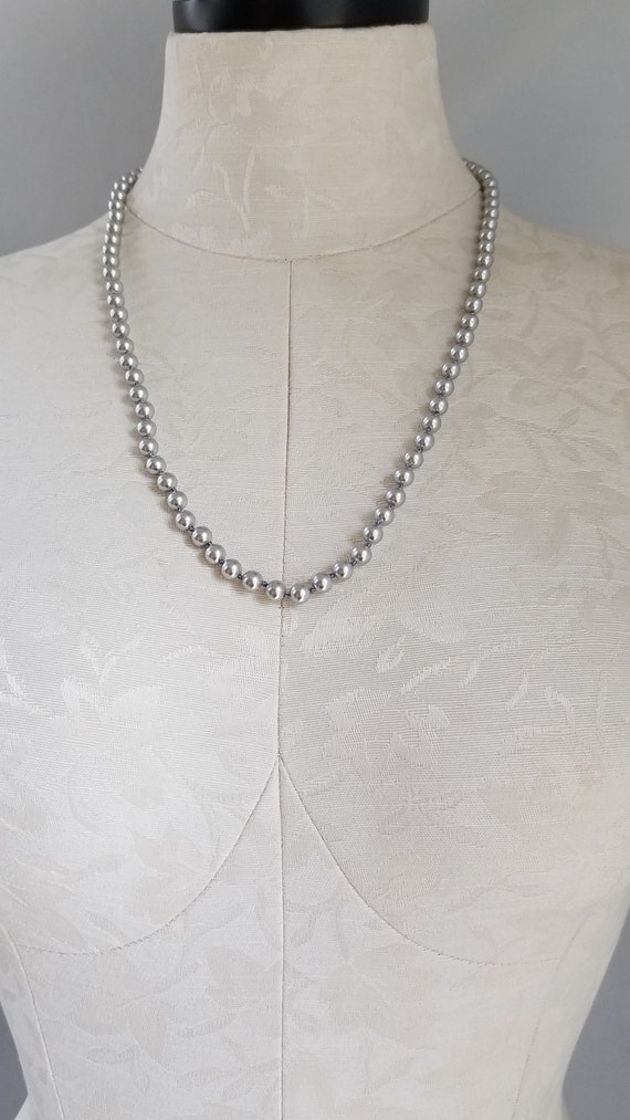 1980's-90's MONET Grey Simulated Pearls 24" - image 1