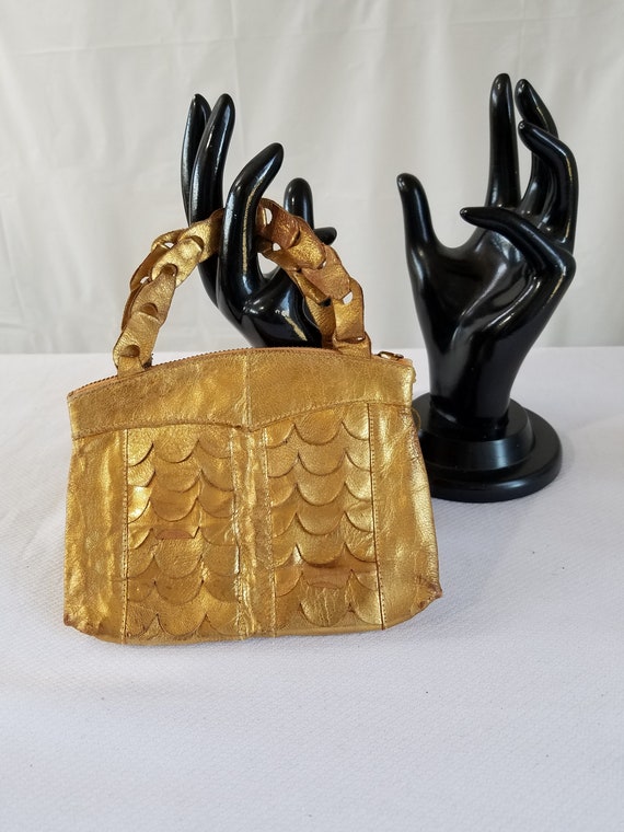 1920's-30's  GOLD LEATHER EVENING Purse - image 2