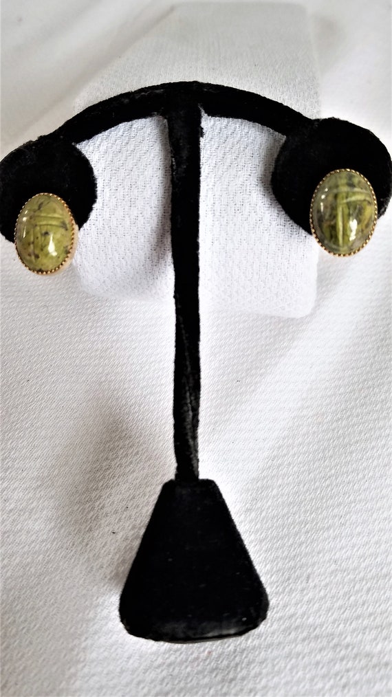 1950's-60's SCARAB Screw Back Gold Filled Earrings - image 1