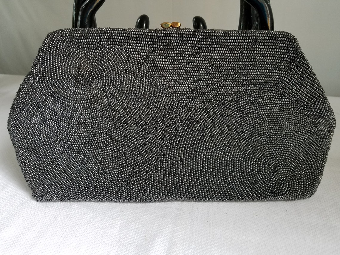 Vintage NEIMAN MARCUS Black Beaded Evening Bag Made in BELGIUM Etsy