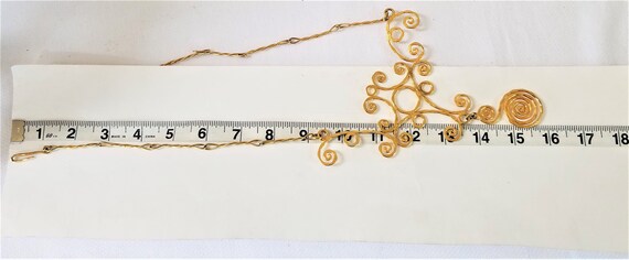 Vintage MODERN ABSTRACT Gold Tone Metal Necklace … - image 7