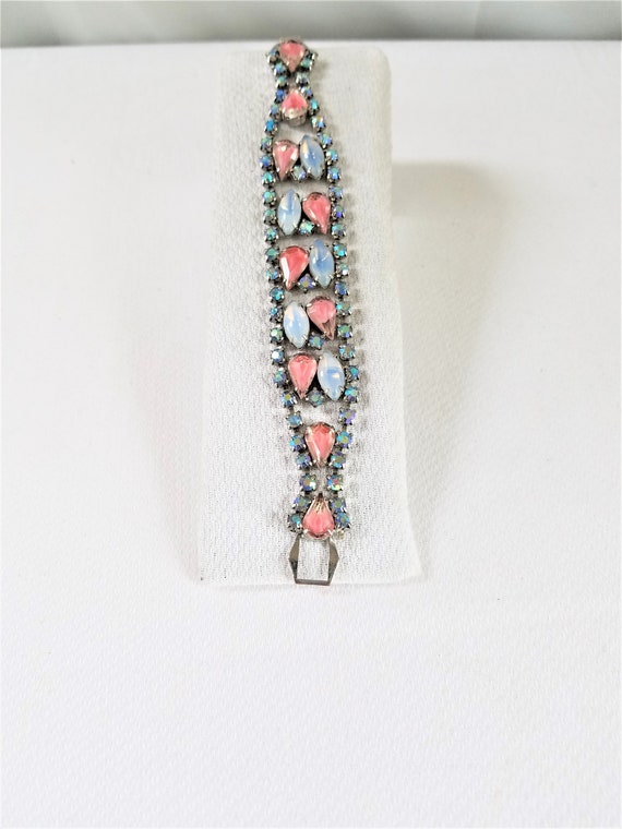 1950's-60's  ART GLASS & RHINESTONE Bracelet - image 4