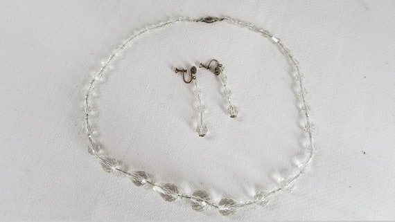 1930's-40's CRYSTAL BEAD NECKLACE on Sterling Cha… - image 2