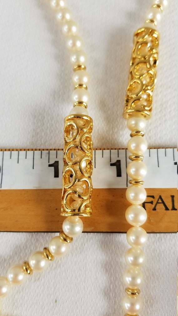 1980's-90's  2 pc. TRIFARI  FAUX PEARL Necklace/B… - image 8