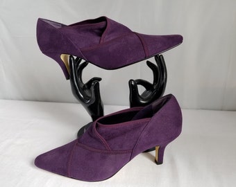 plum suede heels