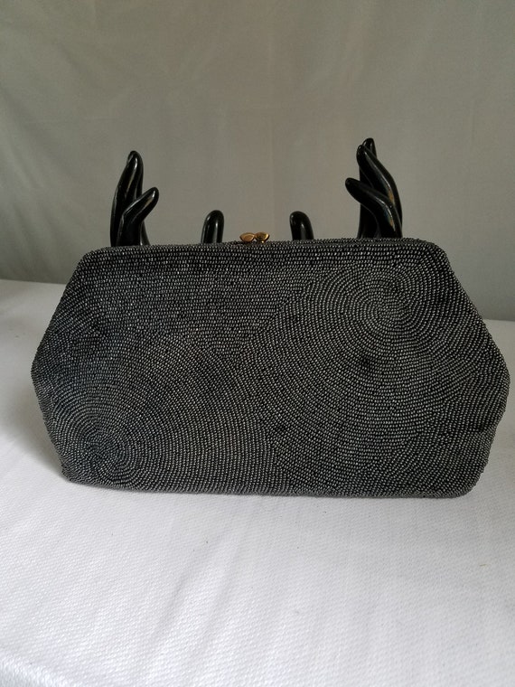 Vintage  NEIMAN MARCUS   Black Beaded  Evening Bag