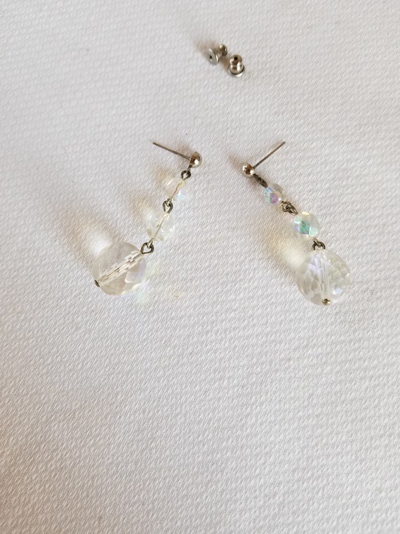 Vintage CONVERTED CRYSTAL DANGLE Pierced Earrings - image 7