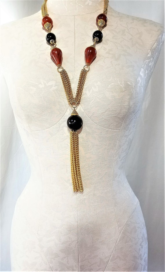 1980's-1990's STATEMENT TASSEL/ BEAD Necklace