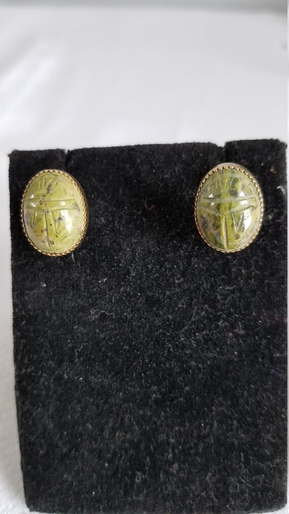 1950's-60's SCARAB Screw Back Gold Filled Earrings - image 2