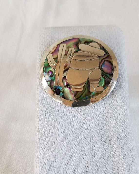 Vintage MEXICO SIESTA Pendant/Brooch  925  SHELL