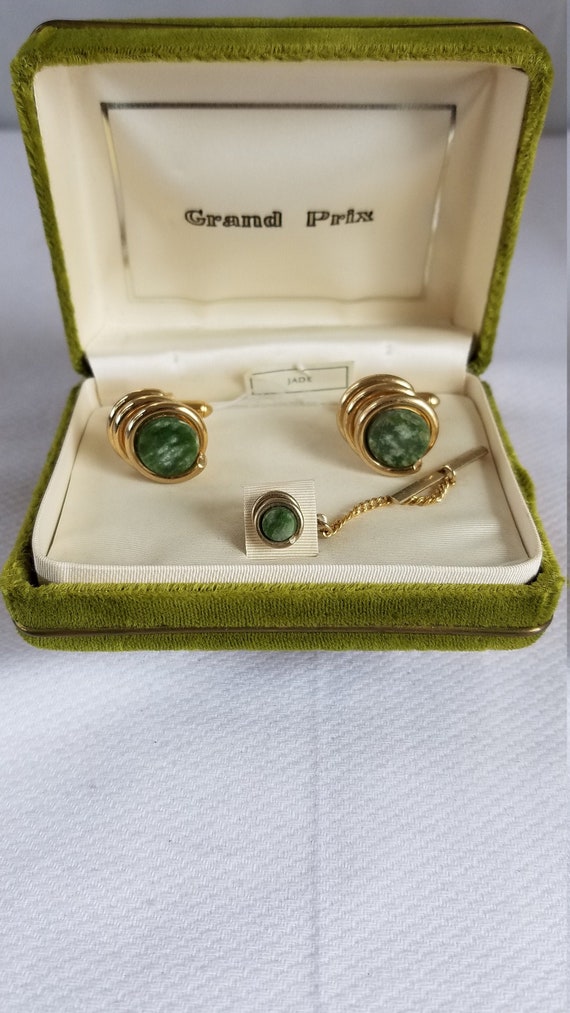 1960's- 70's  SWANK JADE  Grand Prix   Cuff Link … - image 1