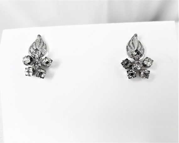 Vintage STERLING / RHINESTONE Screw Back Earrings - image 2