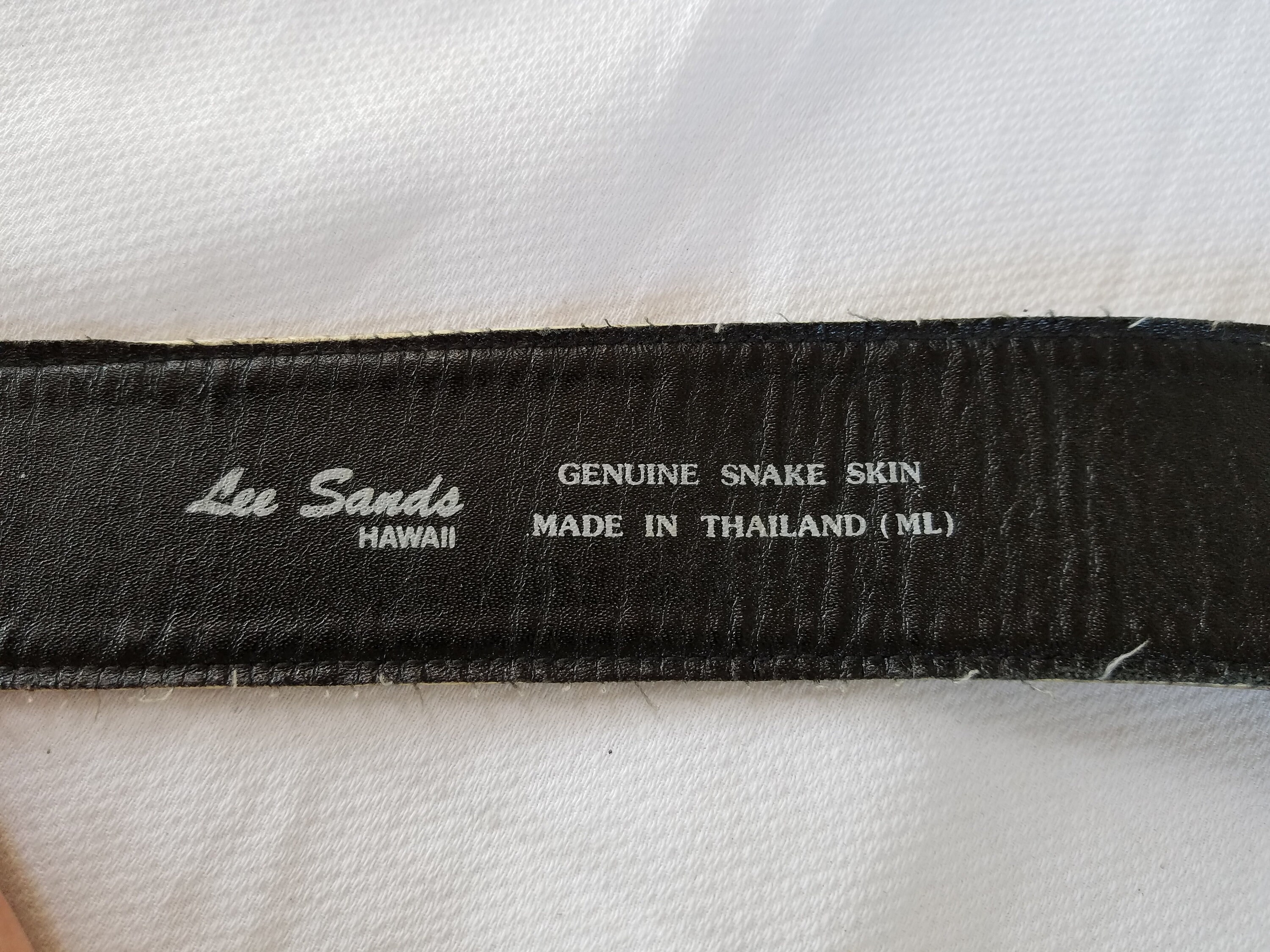 Lee Sands Vintage Beige Snakeskin Leather Belt with Engraved Buckle Vintage Lee Sands Genuine Snakeskin Belt Size Small Wide  main image 3