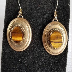 1920&#39;s-30&#39;s TIGER EYE Dangle Earrings Re-created