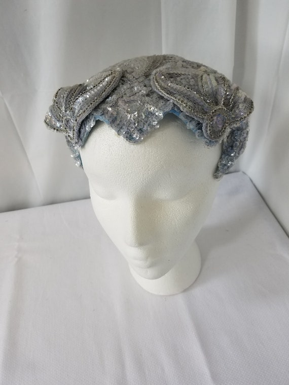 1940's-50's Blue Sequin COCKTAIL/MINI HAT