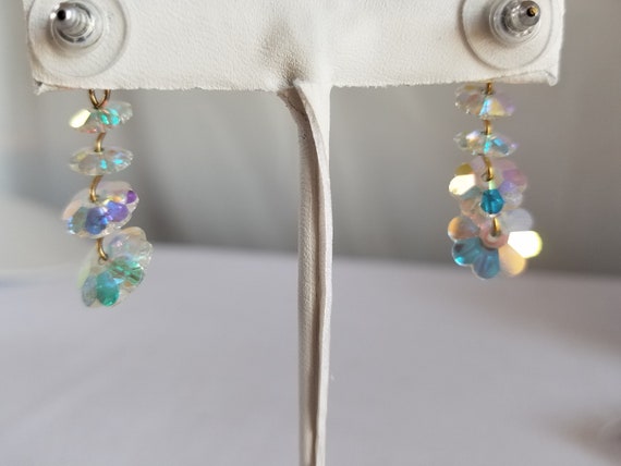 Vintage Handcrafted CRYSTAL  IRIDESCENT DANGLE Pi… - image 4