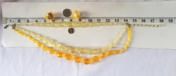 1950's-60's BEADED NECKLACE & Clip On EARRING Set - image 9