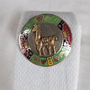 Vintage PERUVIAN LLAMA Sterling & 18K Gold  Pendant/Brooch