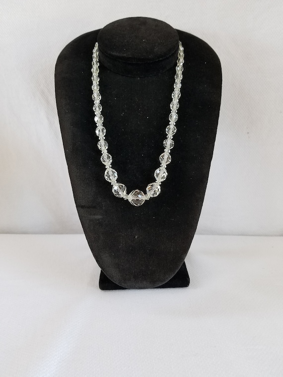 Vintage Graduated Faceted CRYSTAL BEAD NECKLACE