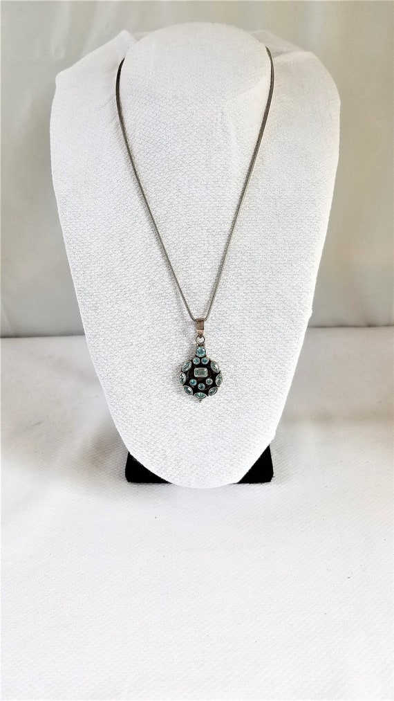 1990's BLUE TOPAZ PENDANT on a Sterling Chain