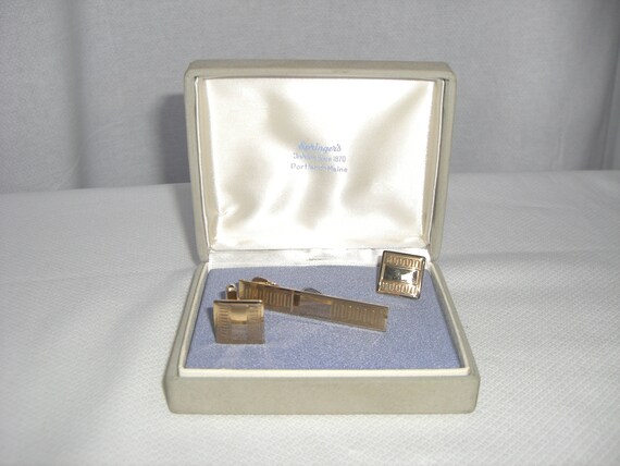 1960's-70's  ANSON  GOLD FILLED Tie Clip & Cuff L… - image 1