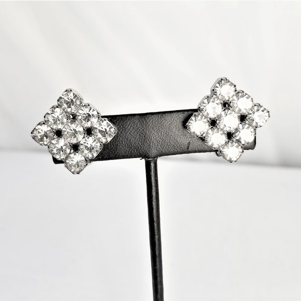 Vintage GARNE' RHINESTONE Clip On Earrings