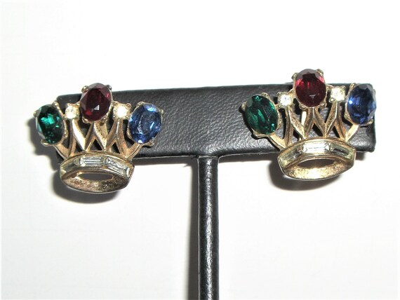 CROWN TRIFARI 1955 Crown clip earrings
